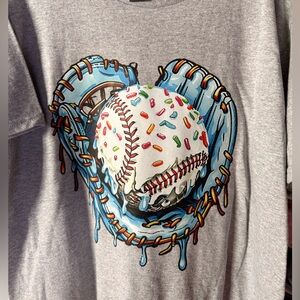 Kids Grey Graphic Baseball & Glove Short-Sleeve Tee